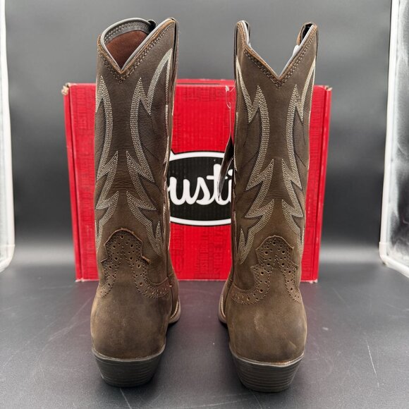 Justin Rosella Western Boots Womens Chocolate 11B Round Toe Embroidered Cowboy - Picture 9 of 16